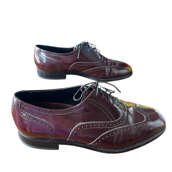 Florsheim Leather Wingtip Oxford Dress Shoes Burgundy Lace Up Men's Size 9 - Picture 5 of 10